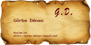 Görbe Dénes névjegykártya